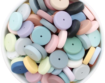 Coin Silicone Bead | 10pk | 19mm Disc | BPA Free | Silicone Beads Australia