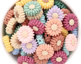 Mini Daisy Flower Silicone Beads | BPA Free | Kids Crafts Australia