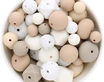 Silicone Bead Variety Pack  | Silicone Jewellery | Coconut Milk, Cream, Oatmeal, Taupe, White Granite Australia