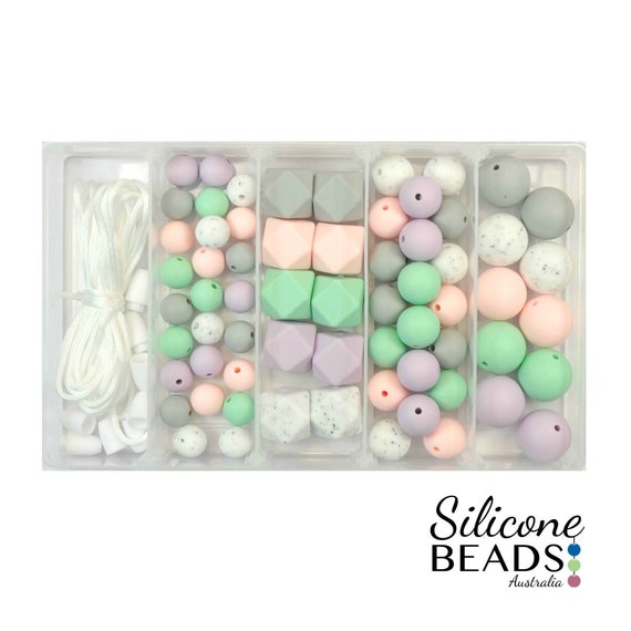Bracelets and Chew Bead Jewelry Sensory /& Crafting 100pc 12mm Silicone Beads for Making Necklaces Includes Nylon Rope and Clasp Teethers Perfect for Nursing