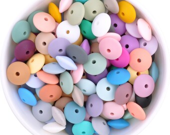 15mm Lentil Silicone Bead Mystery 100pk  | BPA Free | Bulk Wholesale Silicone Beads Australia