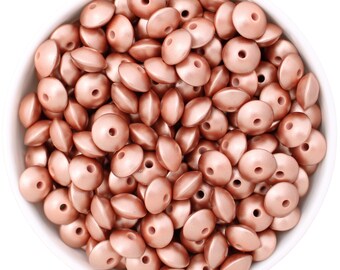12mm Saucer Brushed Rose Gold Print - 10pk | Silicone Beads Australia | Silicone Jewellery