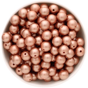 Brushed Rose Gold Print - 12mm Round 10pk | Silicone Beads Australia | Silicone Jewellery
