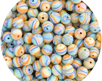 Rainbow Swirl 12mm Round Silicone Beads | Wholesale Beads Australia | *DISCONTINUED*