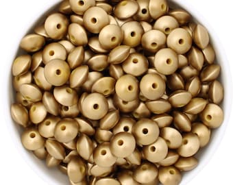 12mm Saucer Brushed Bronze Print - 10pk | Silicone Beads Australia | Silicone Jewellery