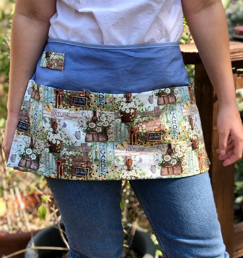 Blue Garden Apron Garden Apron With Pockets Gardening Gift Etsy