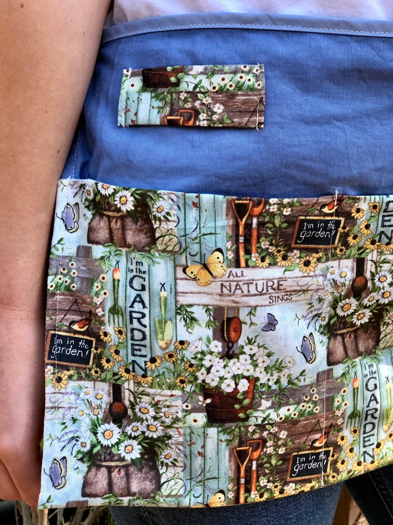 Blue Garden Apron Garden Apron With Pockets Gardening Gift Etsy