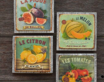 French Wall Art, vintage fruit sign, vintage sign, french country decor, french country wall decor, barnwood decor, french country, barnwood