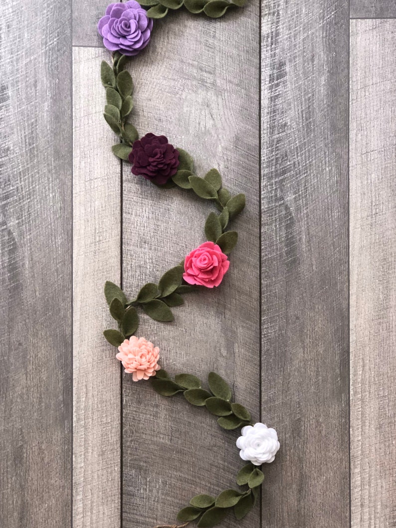 Felt Flower Garland Felt Garland Flower Garland Bedroom Etsy