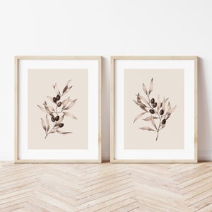 Neutral prints, olive prints, set of 2, watercolour paintings, olive tree wall art, neutral wall art, botanical art, home decor [unframed]