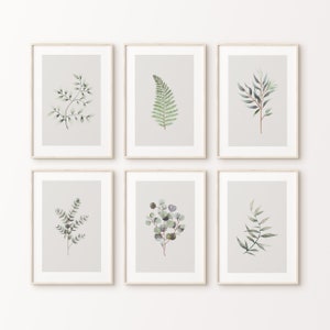 Green and grey wall art, set of 3 prints, grey and green prints, eucalyptus prints, watercolour paintings, botanical art [unframed]