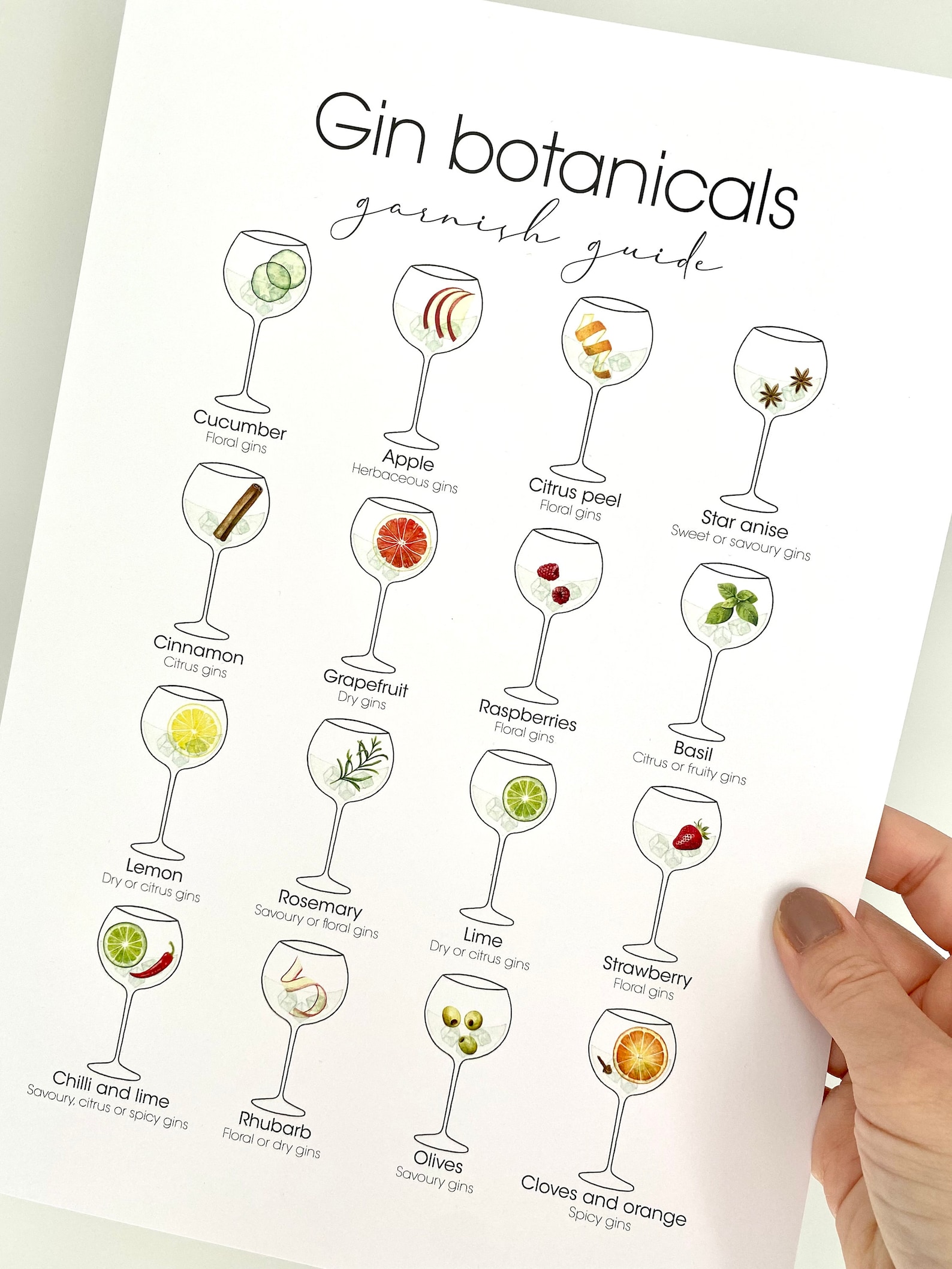 Gin Garnish Guide Gin Botanicals Gin Print Gin Poster Gin Etsy UK
