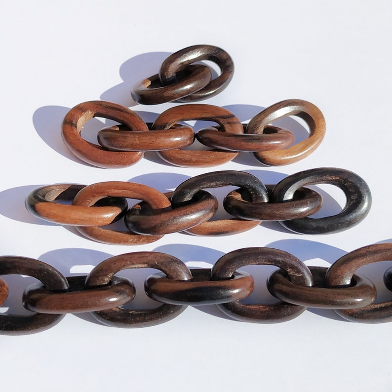 Ebony wood chain 5 links chain 28x18mm link size 95mm Etsy