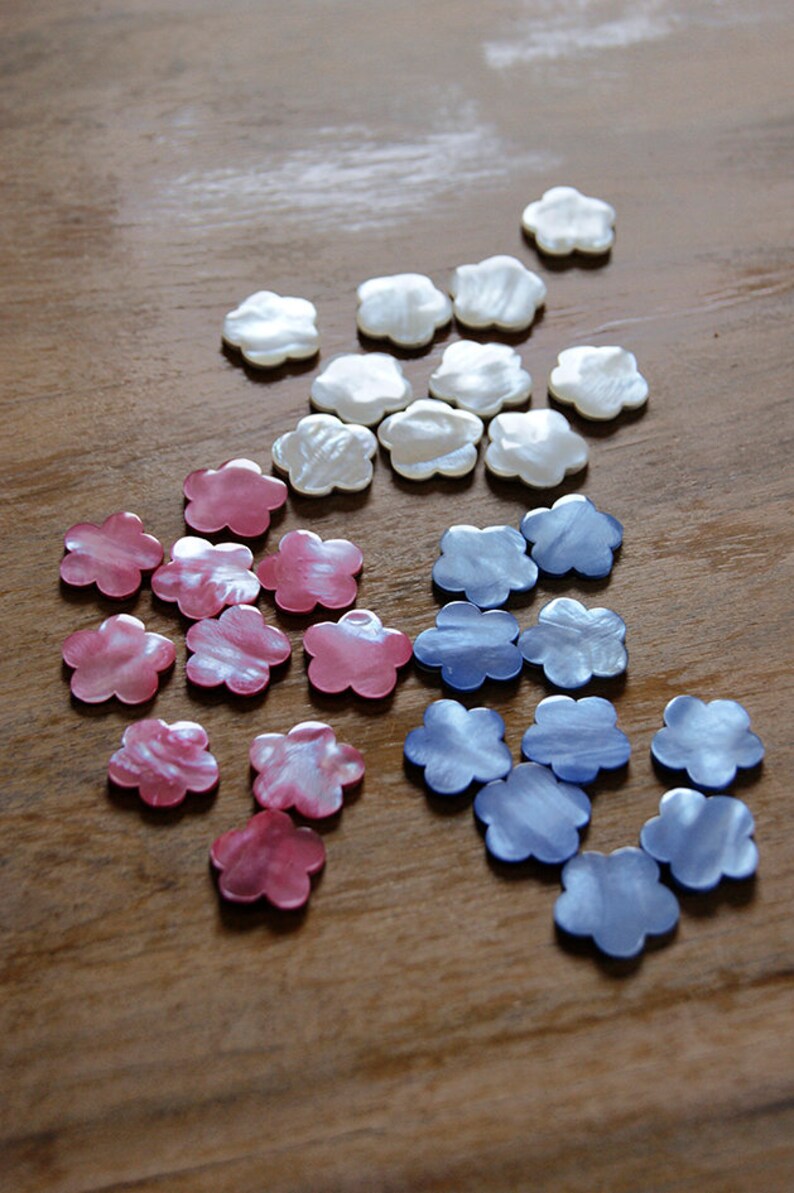 Pink flower shell bead flower bead shell bead sea shell Etsy