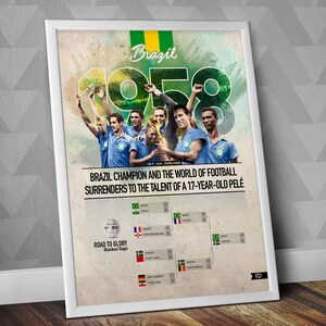 1958 World Cup Winners / Brazil National Team / Brazil 1958 / World Cup Poster / Brazil / Football Poster / Soccer Poster / Pele Poster