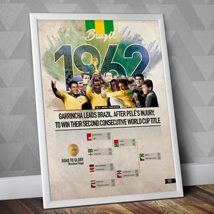 1962 World Cup Winners / Brazil National Team / Brazil 1962 / World Cup Poster / Brazil / Football Poster / Soccer Poster / Garrincha Poster