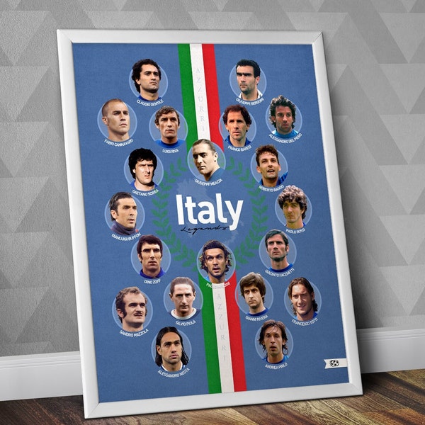 Italië grootsten/Italië nationale team legendes/Italië WK/Italië legendes kunst/Italië legendes poster/Italië voetbal poster/Azzuri