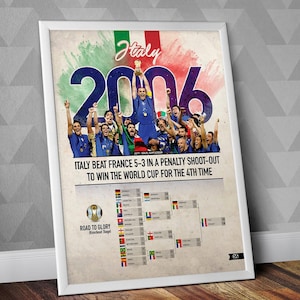 2006 Weltmeister / Italien National Mannschaft / Italien 2006 / WM Sieger / Italien Print / Azzura / Italien Fußball / Italien Poster / Italien Aged Beige