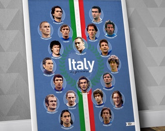 Italy Greatests / Italy National Team Legends / Italy World Cup / Italy Legends Art / Italy legends poster / Italy Football poster / Azzuri