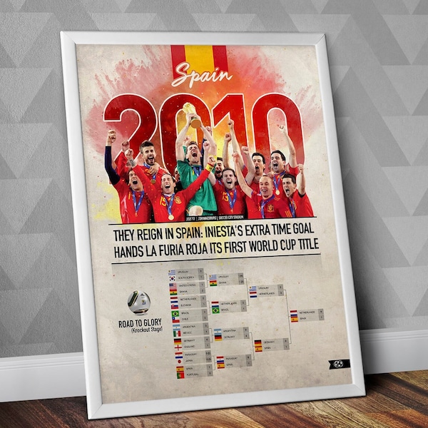 2010 World Cup Winners / Spain National Team / Spain 2010 / World Cup Print / Spain Print / La Furia Roja / Spain Football / Spain Poster