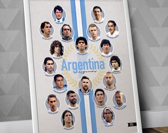 Argentina Greatests /Argentine football legends Art / World Cup Print / Argentina Legends Print / Albiceleste legends / Argentina greats