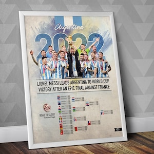 2022 World Cup Winners / Argentina National Team / Argentina 2022 / Argentina Poster / Football Poster / Soccer Poster / Messi Print