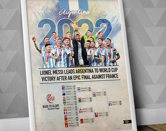 2022 World Cup Winners / Argentina National Team / Argentina 2022 / Argentina Poster / Football Poster / Soccer Poster / Messi Print