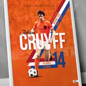 Impressão de Johan Cruyff/Seleção da Holanda/Impressão de pôster de ilustração/Impressão da Holanda/Arte de futebol/Arte de futebol