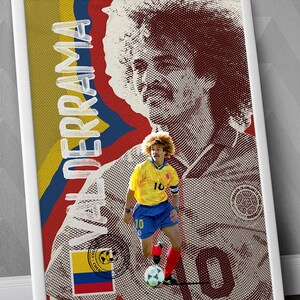 Carlos Valderrama - Seleção Colombiana / Impressão Valderrama / Pôster Valderrama / Arte Valderrama / Impressão Futebol / Pôster Colômbia