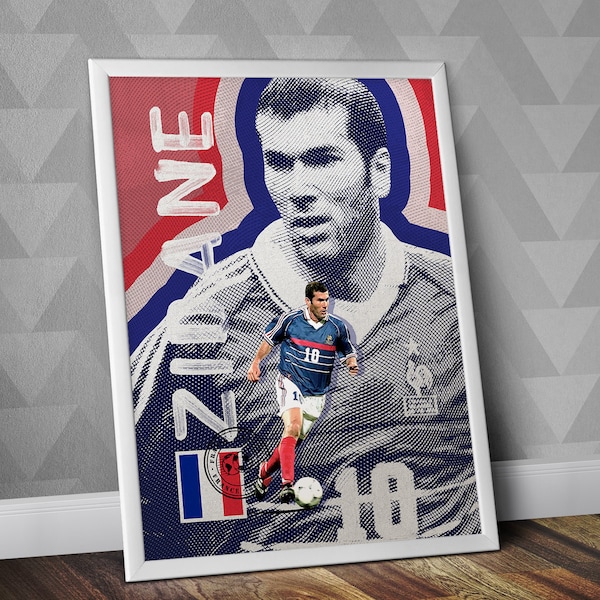 Zinedine Zidane - France National Team / Zidane Print / Zidane Poster / Zidane Art / Les Bleus Poster / Les Bleus / Zizou Print / Zizou Art