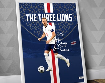 Harry Kane Englands Nationalmannschaft / Englisches Fußball Poster / Harry Kane Poster / Harry Kane Print / Harry Kane Kunst / Die drei Löwen Kunst