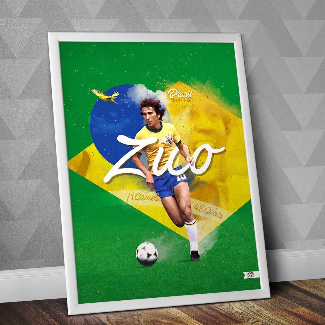Zico Brasil National Team the White Pelé Zico Print Brazil