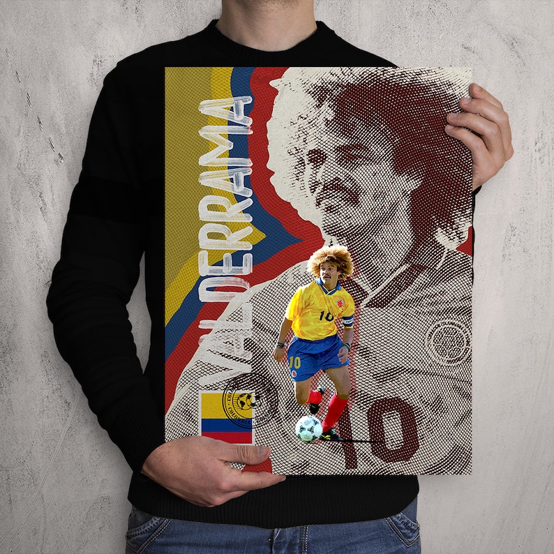 Carlos Valderrama Colombia National Team / Valderrama Print / Valderrama Poster / Valderrama Art / Football Print / Colombia Poster image 2