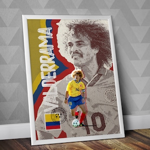 Carlos Valderrama Colombia National Team / Valderrama Print / Valderrama Poster / Valderrama Art / Football Print / Colombia Poster image 1