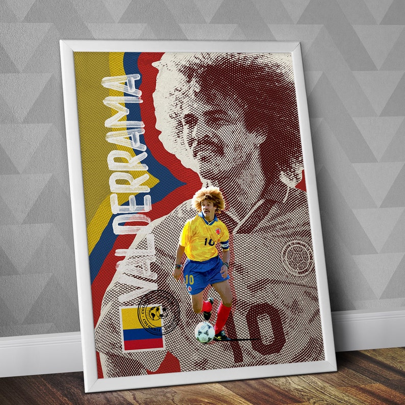 Carlos Valderrama Colombia National Team / Valderrama Print / Valderrama Poster / Valderrama Art / Football Print / Colombia Poster image 1