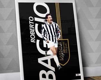 Roberto Baggio - Juventus Lengend / Roberto Baggio Poster / Roberto Baggio Druck / Juve Geschenk / Fußball Poster / Fußball Poster / Juve Poster