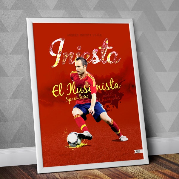 Andrés Iniesta - Spain National Team  / Iniesta Print / Iniesta Poster / Iniesta Spain / Football Poster / Football Print / Barça Legend