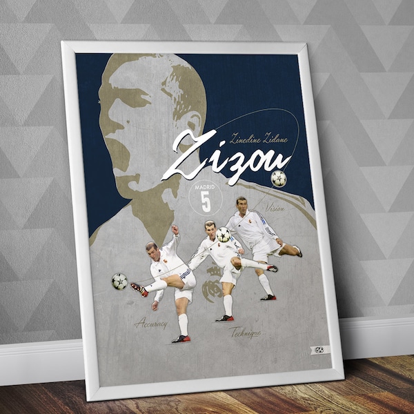 Zinedine Zidane / Zizou / left-foot volley / Zidane print / Real Madrid CF / Galácticos / galactics / UCL final / Illustration Poster Print