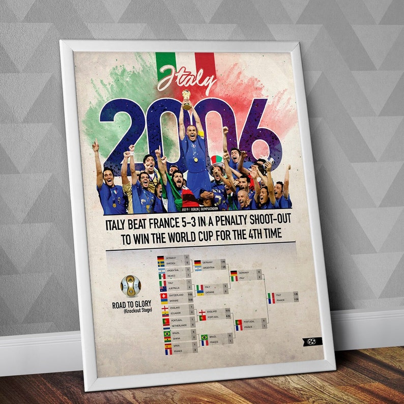 2006 Weltmeister / Italien National Mannschaft / Italien 2006 / WM Sieger / Italien Print / Azzura / Italien Fußball / Italien Poster / Italien Aged Beige