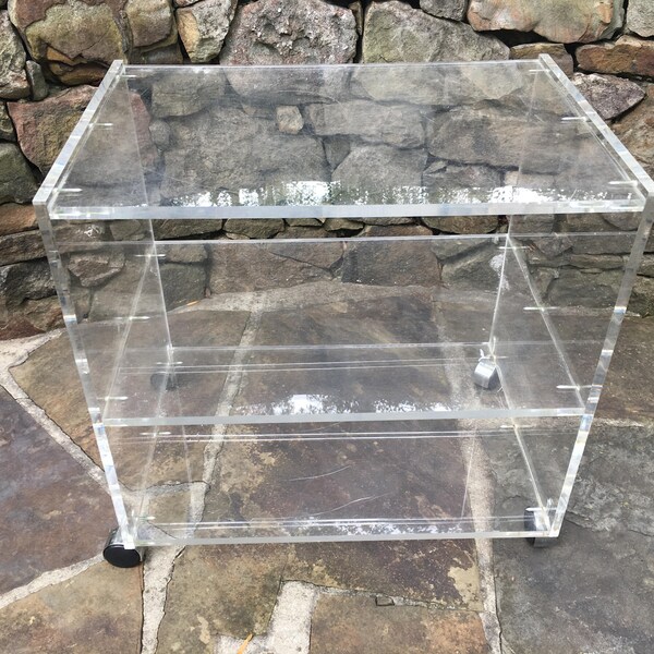 Lucite Rolling Table Bookcase