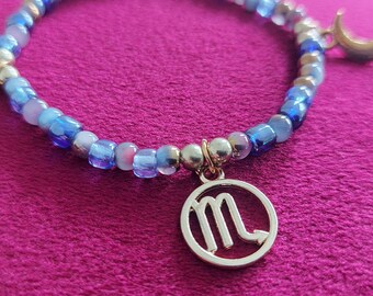 Zodiac star sign beaded bracelet