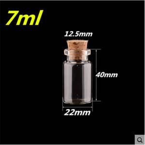 100pcs 22x40x12.5mm 7ml Mini Clear Glass Bottles with Corks Stopper Glass Vials Jars