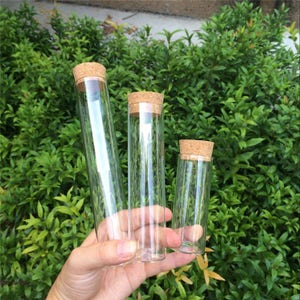 Empty 70ml 110ml 150ml Glass Bottles Vials Jars Test Tube With Cork Stopper Empty Jars Transparent Clear Bottles 12pcs