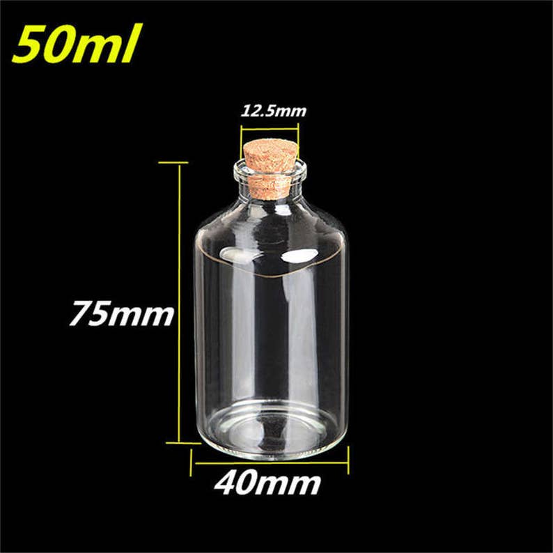 12pcs 50ml Transparent Glass Cork Bottles Big Vials Jars Empty Etsy
