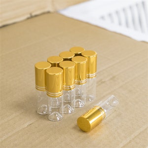8ml Mini Clear Glass Bottles With Plastic Screw Golden Cover Empty Saffron Spice Vials Jars Container Food Botlle Eco-Friendly 10pcs/50pcs