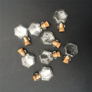 10 Hexagon Glass Bottles Pendants Small Wishing Bottles With Cork Transparent Jars  Gifts Vial Handmade bottles Transparent-LBX