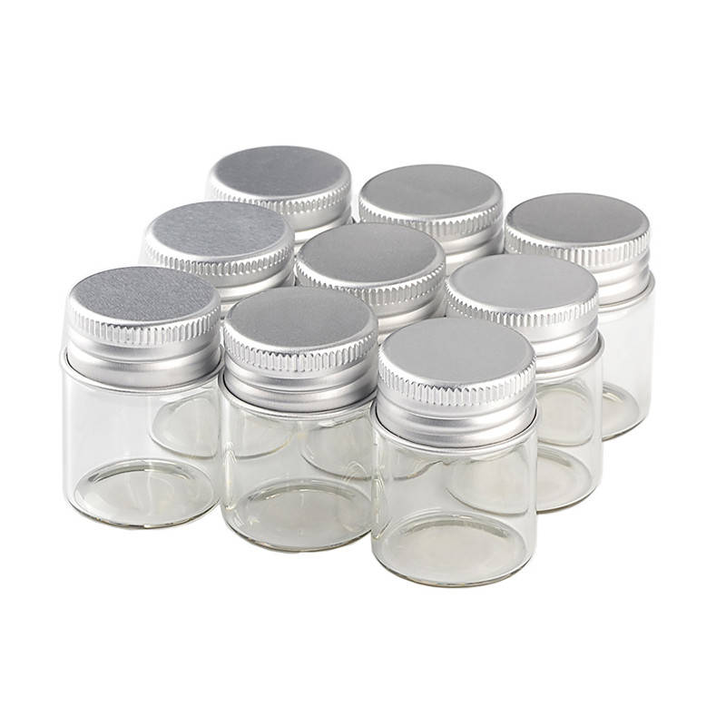 6PC 25ml 30ml 40ml 50ml 60ml 70ml 80ml 90ml Mini Glass Clear Bottle With  Silver Screw Aluminum Cap Food Container Jars Vials - AliExpress