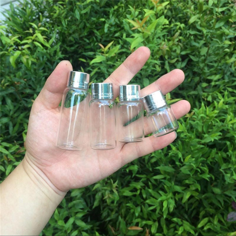 50pcs 8ml 15ml 20ml 25ml Mini Glass Bottles With Metal Aluminum
