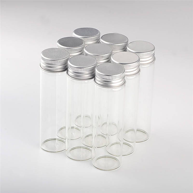 Lots of Small Glass Bottles with Aluminum Screw Cap Top Lids Cute