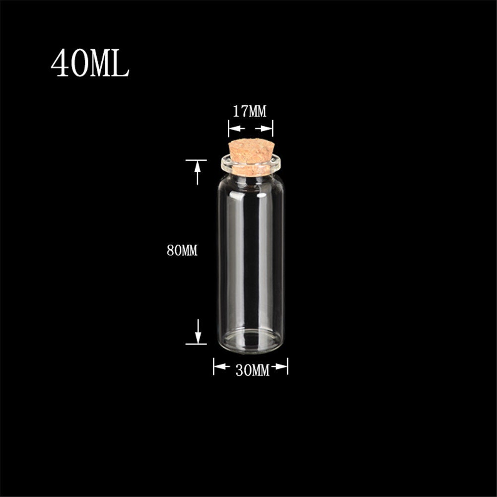 40 Mini Fioles En Verre 15ml Avec Bouchons Liège - Pour Dragées, épices, Décoration Mariage